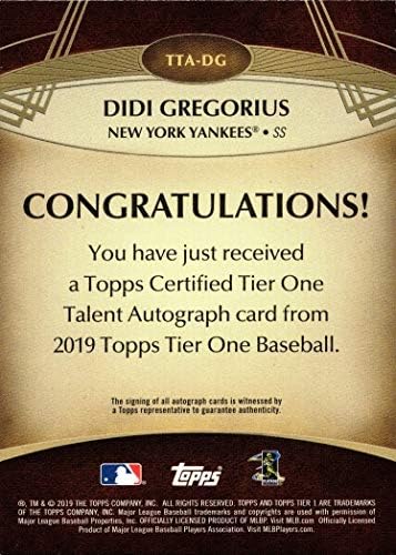 2019 Topps Tier Egy TTA-DG Didi Gregorius Hiteles Aláírást New York Yankees Baseball Kártya - Csak 240 készült!
