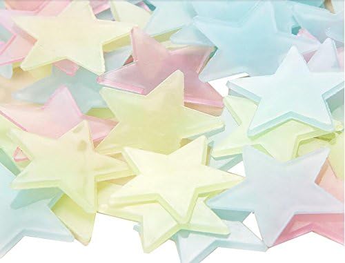 VNDEFUL 100 Db 3cm Csillagok Világítanak A Sötétben Világító, Fluoreszkáló Műanyag Fali Matricák Baba Gyerek Gyerekszoba Szoba-Műanyag