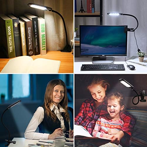 Asztali LED Lámpa, OxyLED Szabályozható Táblázat Fény, Csipesz, Íróasztal Világítás, Klip olvasólámpa Rugalmas Hattyúnyak, 2 Fényerő