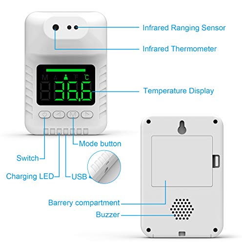 Falra Szerelhető Test Hőmérő, Ipari Automata érintésmentes Infravörös Hőmérő testhőmérséklet Szkenner, 0.5 S Gyors Teszt LCD Kijelző