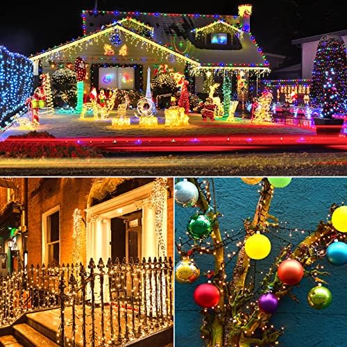 XUNXMAS színváltó Karácsonyi String Világítás Beltéri Kültéri 11 Mód, 800 LED 272ft Szuper Hosszú Meleg Fehér Multicolor Tündér Fények,