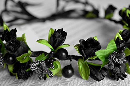 Virág Korona Virágos Lányok Fejpánt - Fekete Női Fejdísz Esküvői Menyasszonyi - Mesterséges Selyem Rózsa Bohém Koszorú