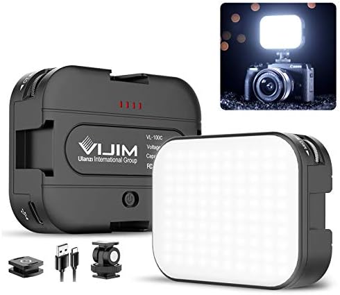 2 Csomag VIJIM VL100C Bi-Color LED Videó Fény, Kamera,Mini Újratölthető 2000mAh LED Kamera, Lámpák,CRI95+ Szabályozható 2500-6500K