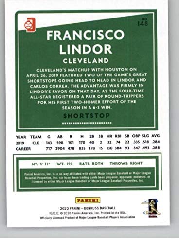 2020 Donruss Variációk Holo Narancs Baseball 148 Francisco Lindor Cleveland indians Hivatalos MLB PA Baseball Trading Card Nyers