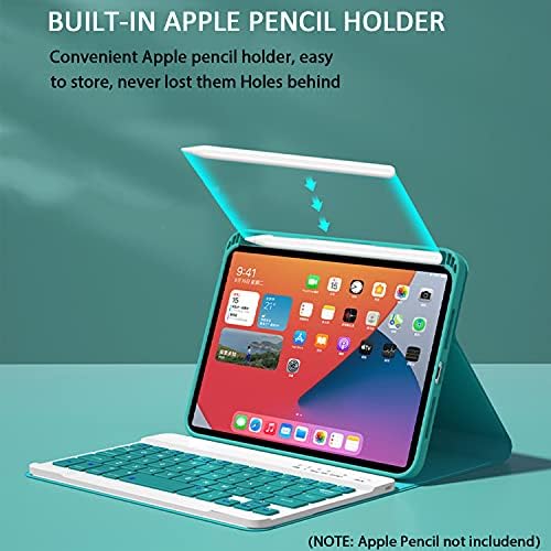 SsHhUu Billentyűzet tok iPad Mini 6, Puha TPU Vissza Állni Fedél tolltartó, Levehető Vezeték nélküli Bluetooth-Kör Keycap Billentyűzet