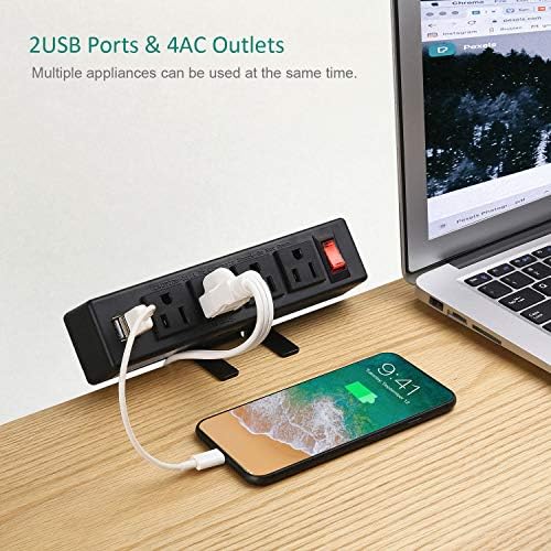 Asztal Szélén elosztó USB Port Cserélhető Bilincs Konnektorba Aljzat Kapcsoló 6.5 ft Hosszabbító Kábel Csatlakoztatása 4 Dugók a Home