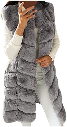 Női Műszőrme Mellény Plus Size Ujjatlan Plüss Sűrűsödik Télen Melegebb, Kabát Kabát Kabát Hosszú Outwear Gilet