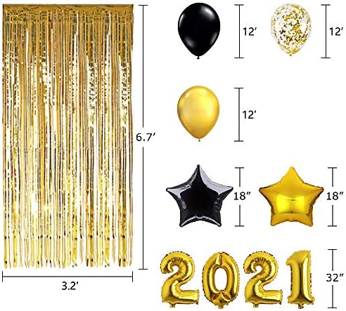 Aekopewera Arany 2021 Léggömb, 2021 Ballagás Dekoráció Talmi Függöny, Lufi, Konfetti, az Érettségi Party Kellékek (Arany)