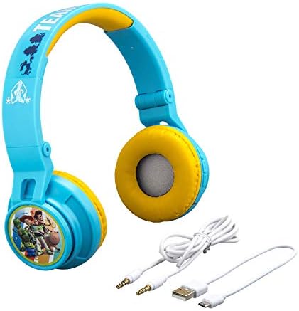 eKids Toy Story 4 Gyerek Bluetooth Fejhallgató, Vezeték nélküli Fejhallgató Mikrofonnal Tartalmazza Aux Kábel, Hangerő Csökken a Gyerekek
