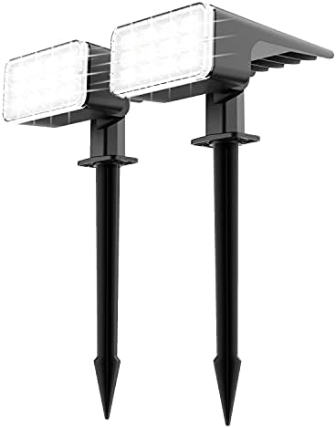 Punoge Napelemes Spotlámpa 2 Csomag: IP67 Vízálló Napelemes 24 LED-es Fényes, hideg Fehér Kültéri Kertben, Udvaron Fekvő Fa zászlórúd