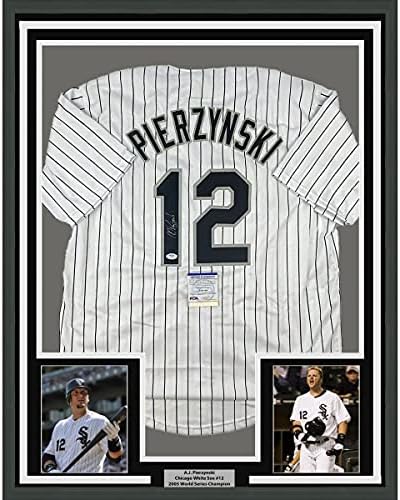 Keretes Dedikált/Aláírt AJ A. J. Pierzynski 33x42 Chicago Csíkos Baseball Jersey-PSA/DNS-COA